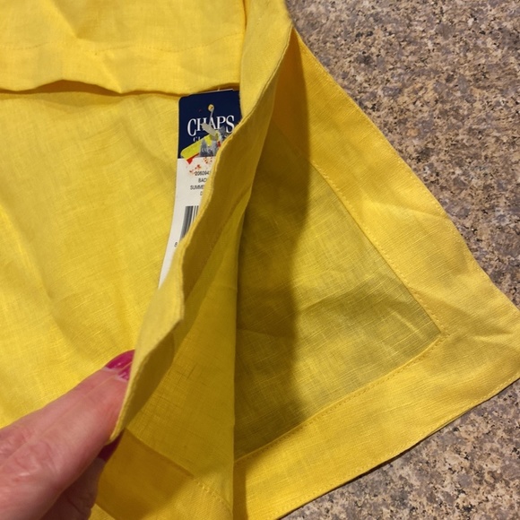 NWT Chaps Yellow Linen Tunic Top Blouse Medium Embroidered Pattern - Picture 6 of 16